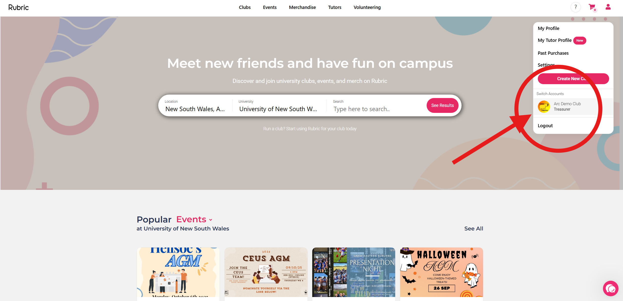 Switch to Club Page Switch to Club Page